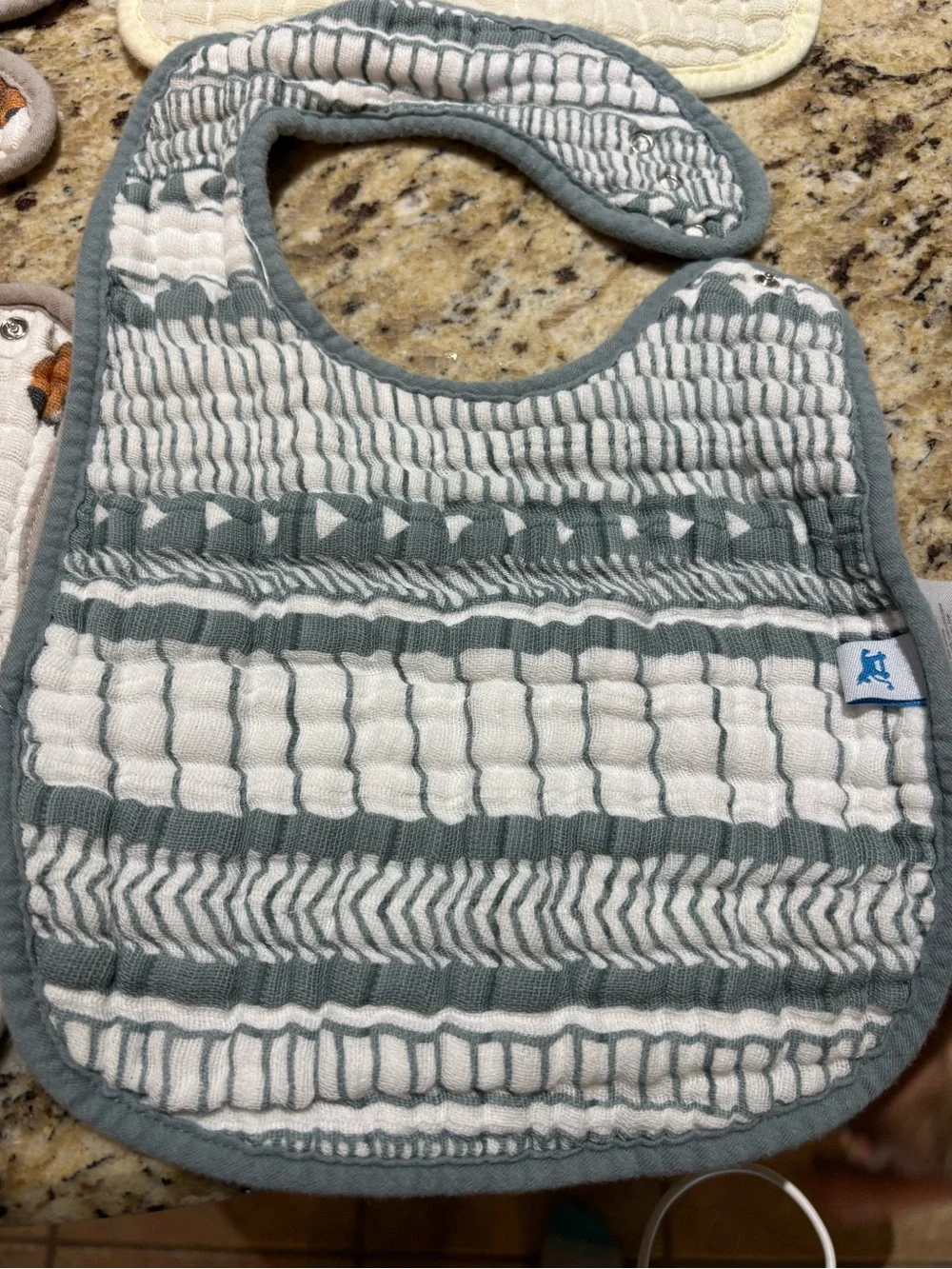 Assorted Quilted Baby Bibs - Olive, Cream, Gray, White Prints little unicorn